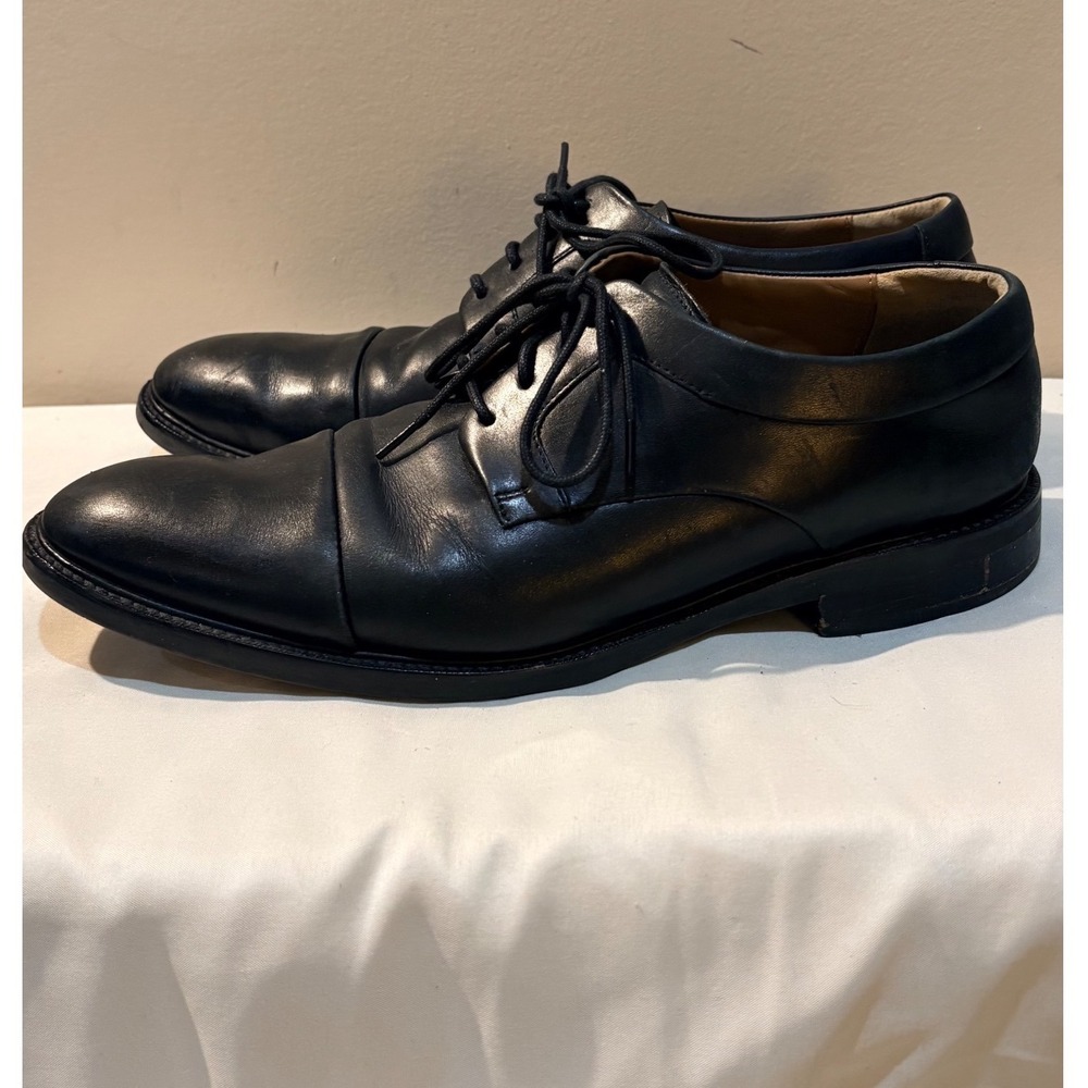 Cole‎ Haan Mens Black Leather Cap Toe Derby Dress Shoes Grand.OS C20155 Sz 9.5 M